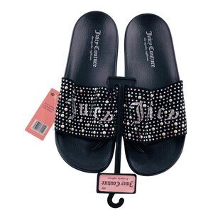 Juicy Couture Womens Black Studded Slide Sandals‎ Size 8